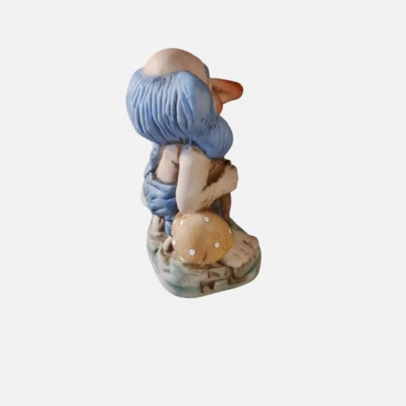 Vintage 1970s Garden Gnome Old Elf Pixie Ceramic Mold Cast Figure 4" Statue - Picture 7 of 10
